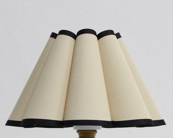 Handmade Khaki Pleated Lampshade with Black Edges-9#