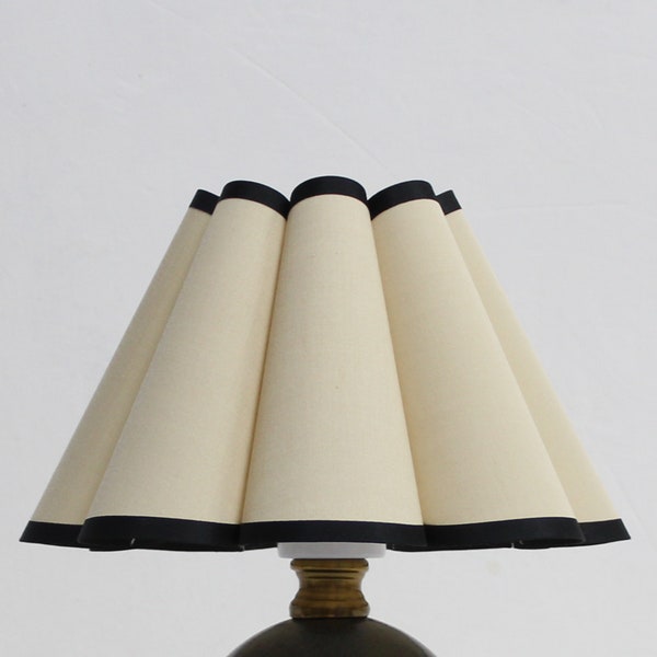 Duzy diy handmade khaki with black edges ins high quality fabric and acrylic pleated decoration creative lamp shade-9#