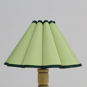 Handmade Light Green Pleated Lampshade with Green Trim