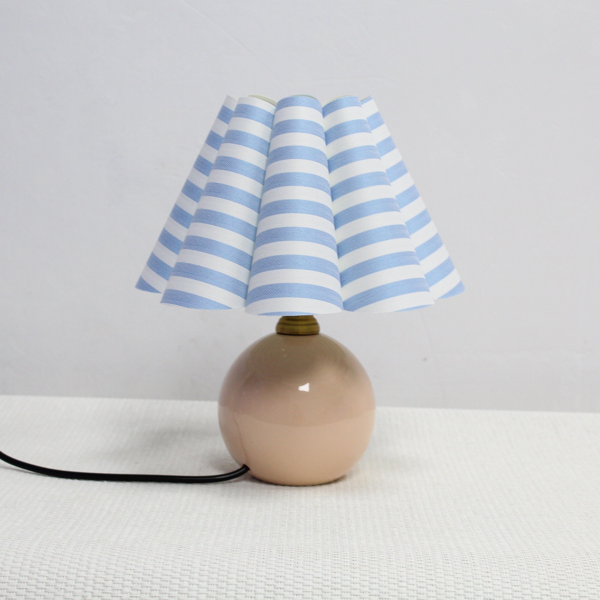 Duzy Handmade Light Blue Stripes Fabric and Acrylic Pleated