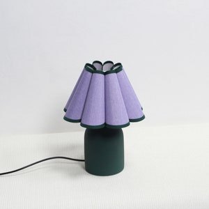 Duzy handmade scallop shape purple fabric and acrylic with dark green ceramic base lamp 58, 110-240V/50-60Hz image 5