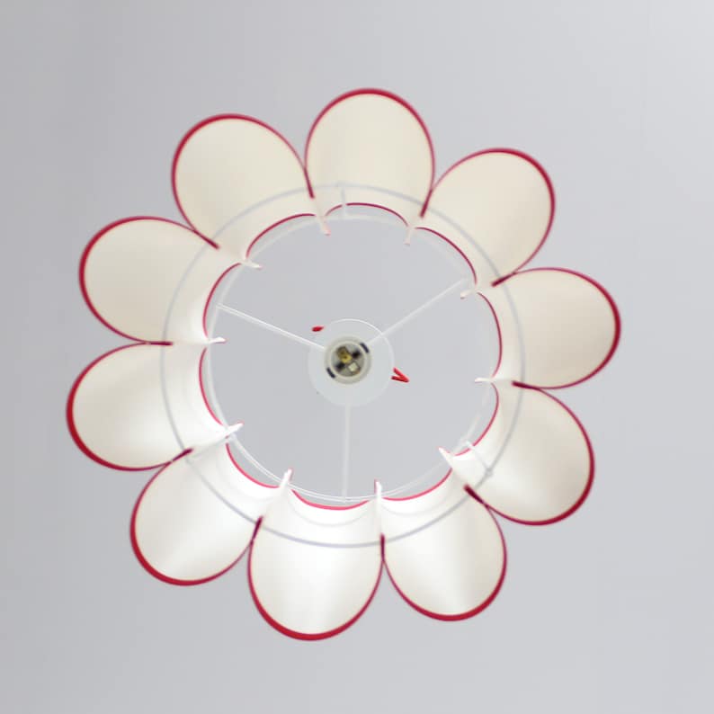 Handmade Fabric Pendant Light with Trim - Thumbnail 4