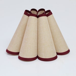 Duzy handmade ins high quality khaki cotton linen with burgundy trim and acrylic pleated lampshade-56#, custom made，110-240V/50-60Hz,