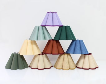 Duzy handmade scallop shape ins high quality fabric and acrylic pleated  lamp shade for home decor,Custom sizes and colors accepted