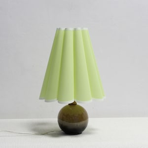 Handmade Scallop Light Green Fabric Table Lamp with Ceramic Base