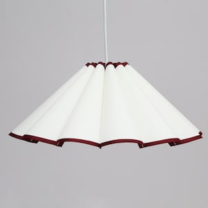 Handmade White & Burgundy Pendant Lamp: Acrylic Shade, Fabric Cord