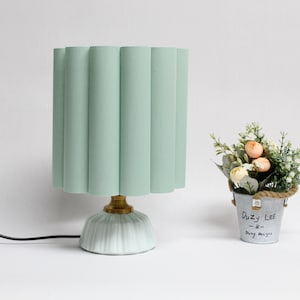 Handmade Honeydew Fabric Ceramic Table Lamp: Home Decor Lighting