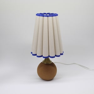 Handmade Oatmeal Fabric Lamp with Red Brick Ceramic Base