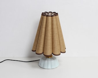 Handmade Khaki Fabric Lamp with Ceramic Base for home decor-57#