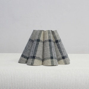 Handmade Blue Plaid Fabric Lampshade: Pleated Shade for home gift-104#