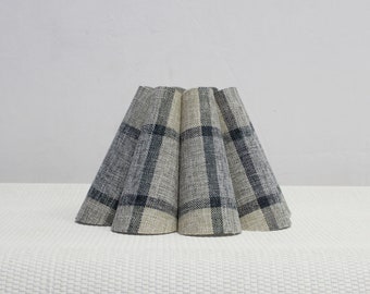 Handmade Blue Plaid Fabric Lampshade: Pleated Shade for home gift-104#