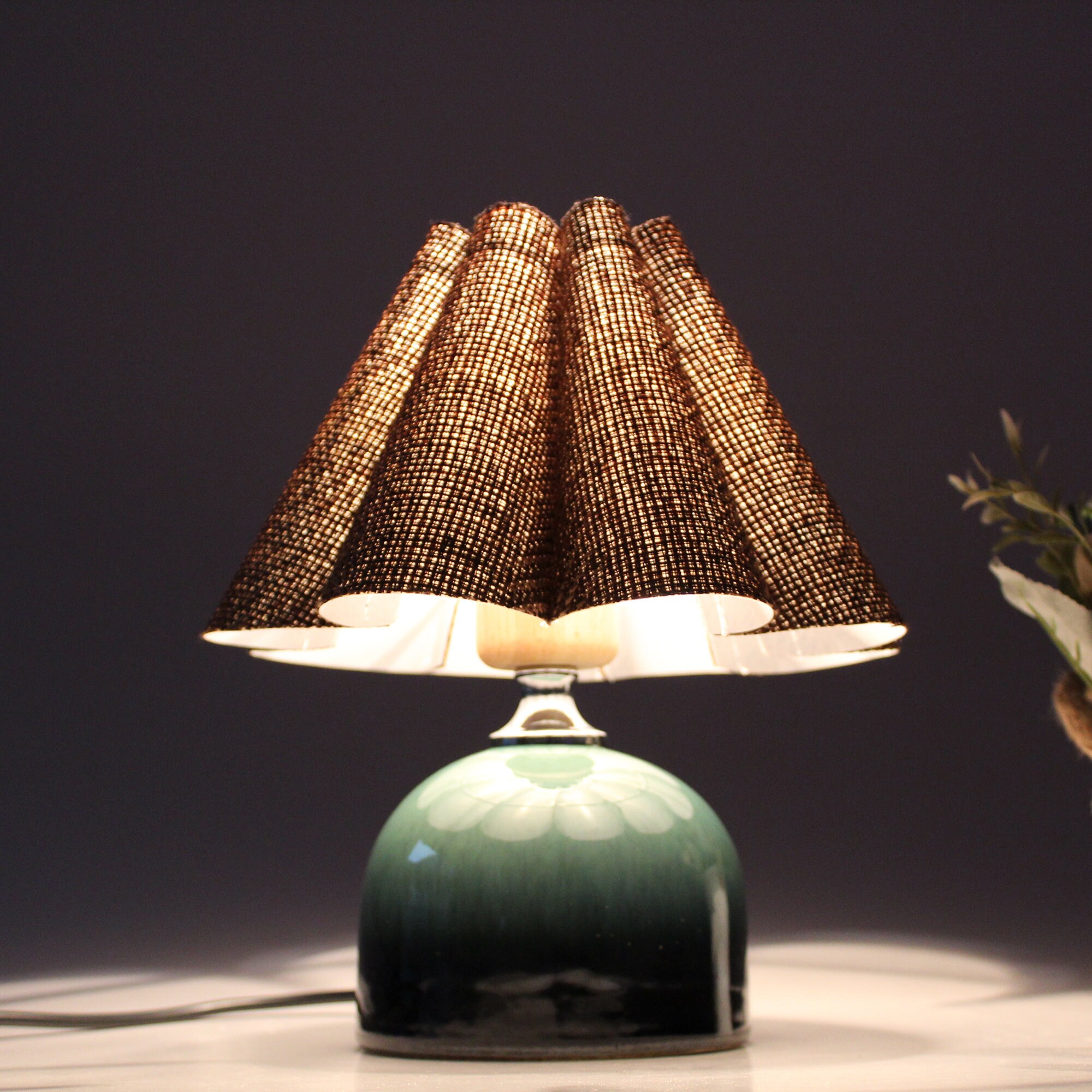 Duzy Diy Handmade Brown Burlap and Acrylic Skirt Shape Table
