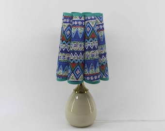 Handgemachte Stoff Tischlampe mit blauem Muster und Keramiksockel für Wohnkultur - 127 #