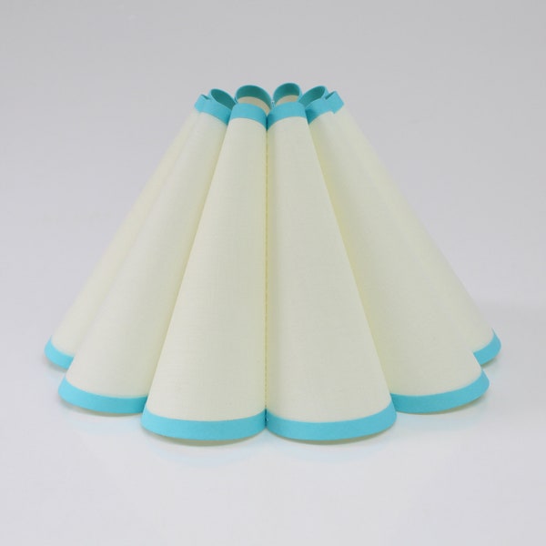 Duzy handmade beige with light blue trim ins high quality fabric and acrylic pleated decoration creative lamp shade