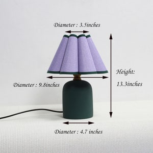 Duzy handmade scallop shape purple fabric and acrylic with dark green ceramic base lamp 58, 110-240V/50-60Hz image 2