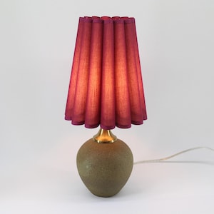 Handmade Burgundy Fabric Lamp: Copper Ceramic Base, Home Decor