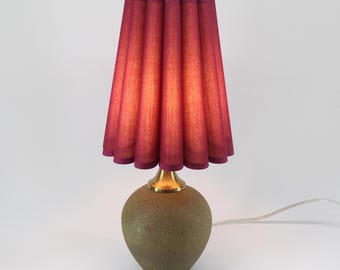 Handmade Burgundy Fabric Lamp: Copper Ceramic Base, Home Decor-35#