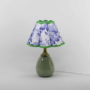 Handmade blue pattern Fabric Lamp with Ceramic Base for home decor- 143#