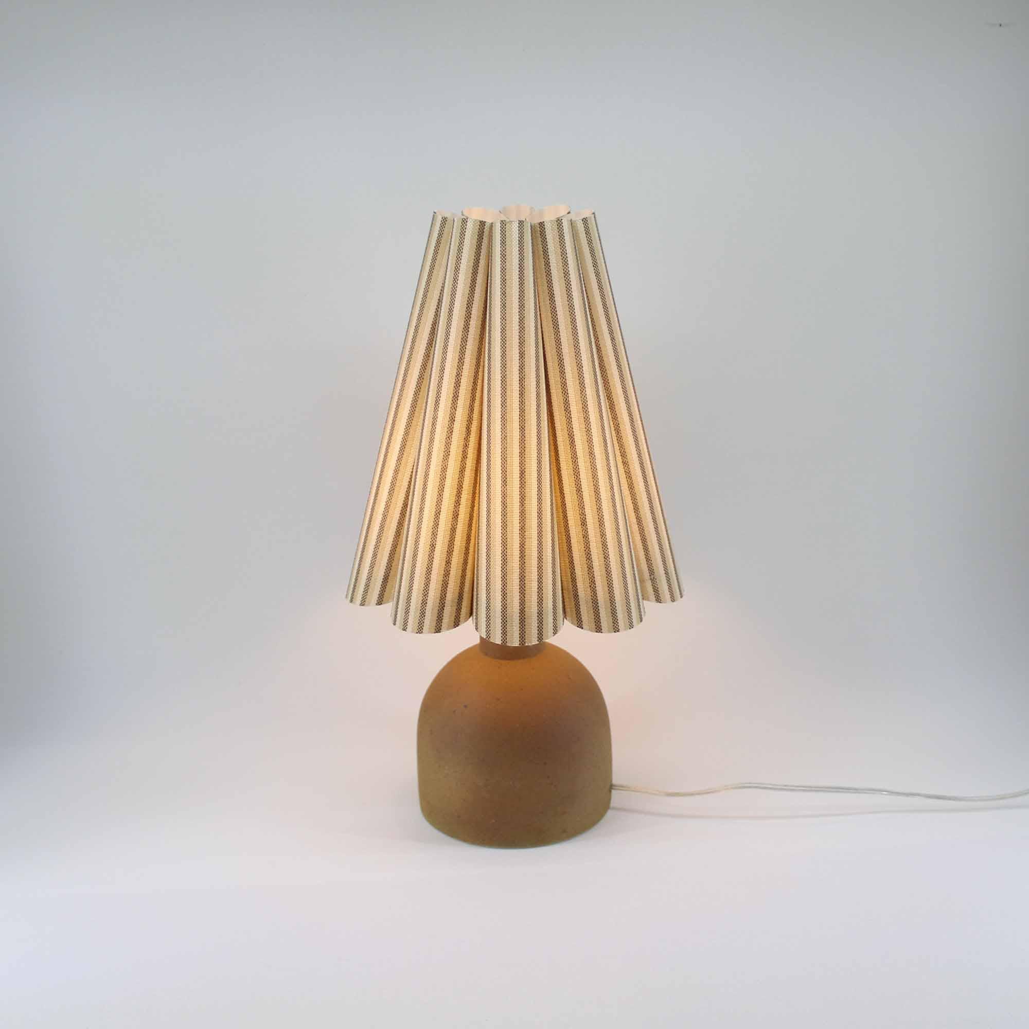 Duzy Handmade Khaki Stripes Fabric and Earthenware Ceramic Base