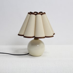 Duzy handmade khaki with brown trim fabric and acrylic pleated cute little lamp for home decor -9 #, 110-240V/50-60Hz, Using Worldwide