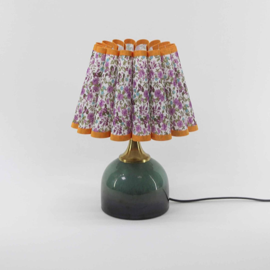 Handmade Purple Flower Pattern Lamp With Ceramic Base -121# - Etsy