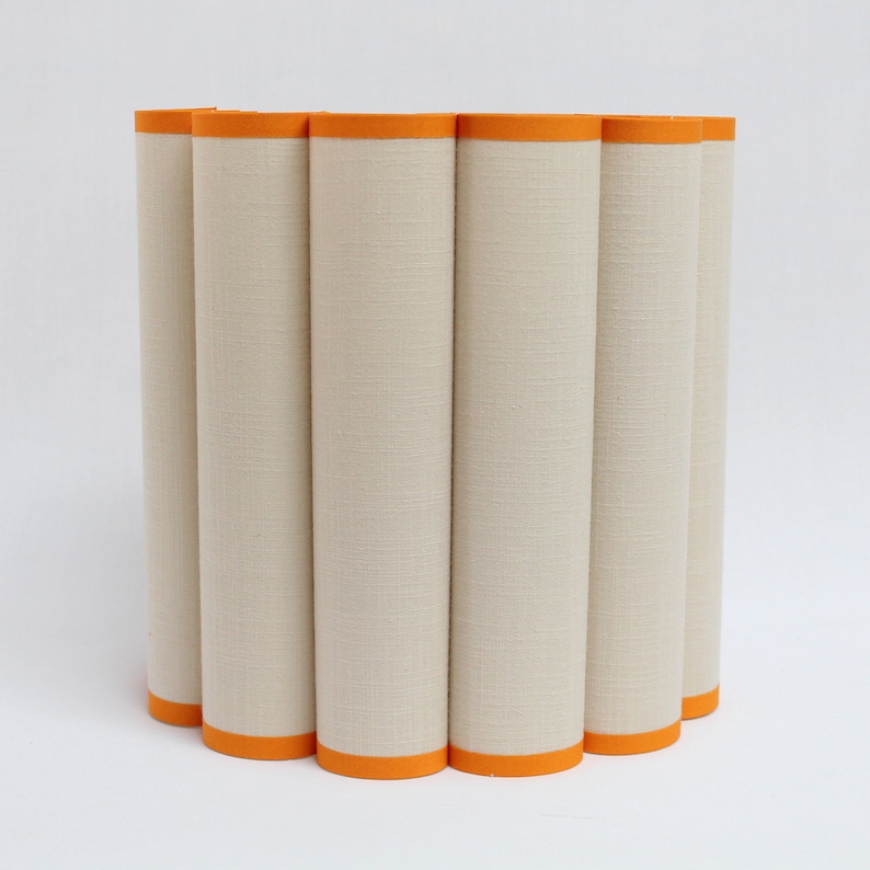 Duzy handmade khaki fabric with orange trim and acrylic pleated pendant lighting ,custom made110-240V/50-60Hz image 5