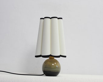 Duzy handmade beige fabric with black trim with ceramic base lamp for home decor-6#, 110-240V/50-60Hz, Using Worldwide