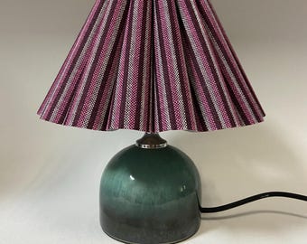 Handgefertigte Dunkellila Gestreifte Stoff Plissee Lampe: Keramik Basis Wohnkultur-117#