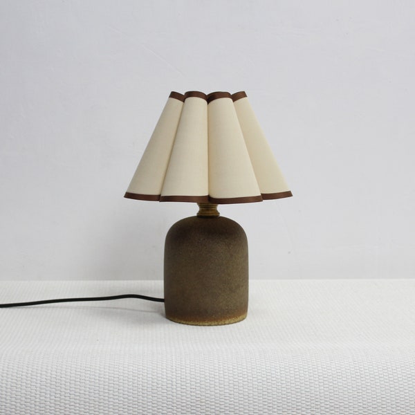 Duzy handmade khaki fabric and brown ceramic base lamp for home decor-9#, 110-240V/50-60Hz, Using Worldwide