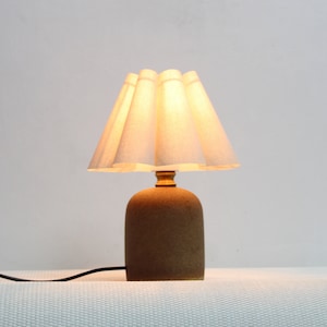 Duzy handmade light burlap and acrylic pleated ceramic base lamp for home decor-5, 110-240V/50-60Hz, Using Worldwide image 9