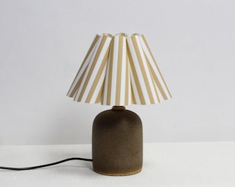 Duzy handmade khaki stripes fabric and brown ceramic base lamp for home decor-101#, 110-240V/50-60Hz, Using Worldwide