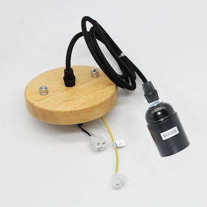 Diameter 4.7“ ceiling canopy and fabric cord with E27 lamp holder, Ceiling plate assembly for pendant lamp,