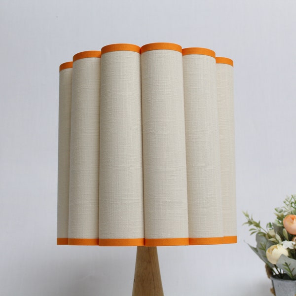 Duzy diy handmade khaki fabric with orange trim and acrylic drum shape lamp shade for home furnishing-75#,custom made,110-240V / 50-60Hz