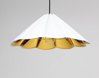 Duzy handmade ins high quality white and gold fabric pendant lamp,Customizable size，110-240V/50-60Hz