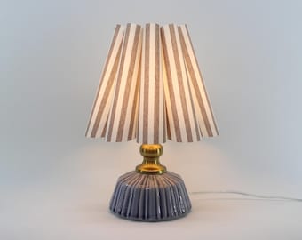 Handgemachte khakifarbene Streifen-Stofflampe mit Keramiksockel für Home Decor,Einweihungsgeschenke-139#