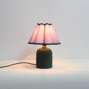 Duzy handmade scallop shape purple fabric and acrylic with dark green ceramic base lamp 58, 110-240V/50-60Hz image 1