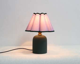 Duzy handmade scallop shape purple fabric and acrylic with dark green ceramic base lamp -58#, 110-240V/50-60Hz