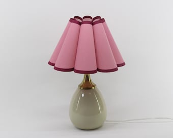 Lámpara de tela rosa hecha a mano con base de cerámica, ideal como regalo para el Día de la Madre - 114#