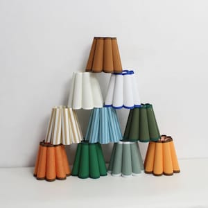 Handmade Scalloped Pleated Lampshade: Mini Fabric Shade, Customizable Color