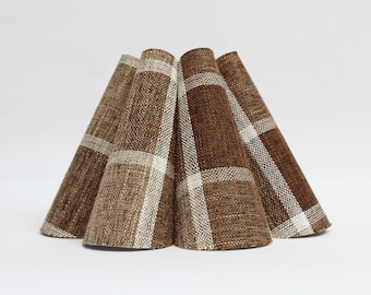 Handmade Brown Plaid Pleated Lampshade-87#