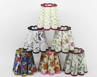 Handmade D6.5" Mini Fabric Scalloped Pleated Lampshade, Customizable Color