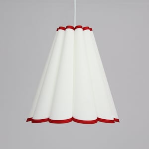 Handmade Beige Pleated Pendant Lighting with Red Trim
