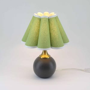 Handmade Green Fabric Lamp with Ceramic Base - Home Decor