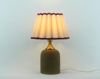 Handgefertigte Khaki Leinen Tischlampe mit Keramikfuß für Wohngeschenk-56#