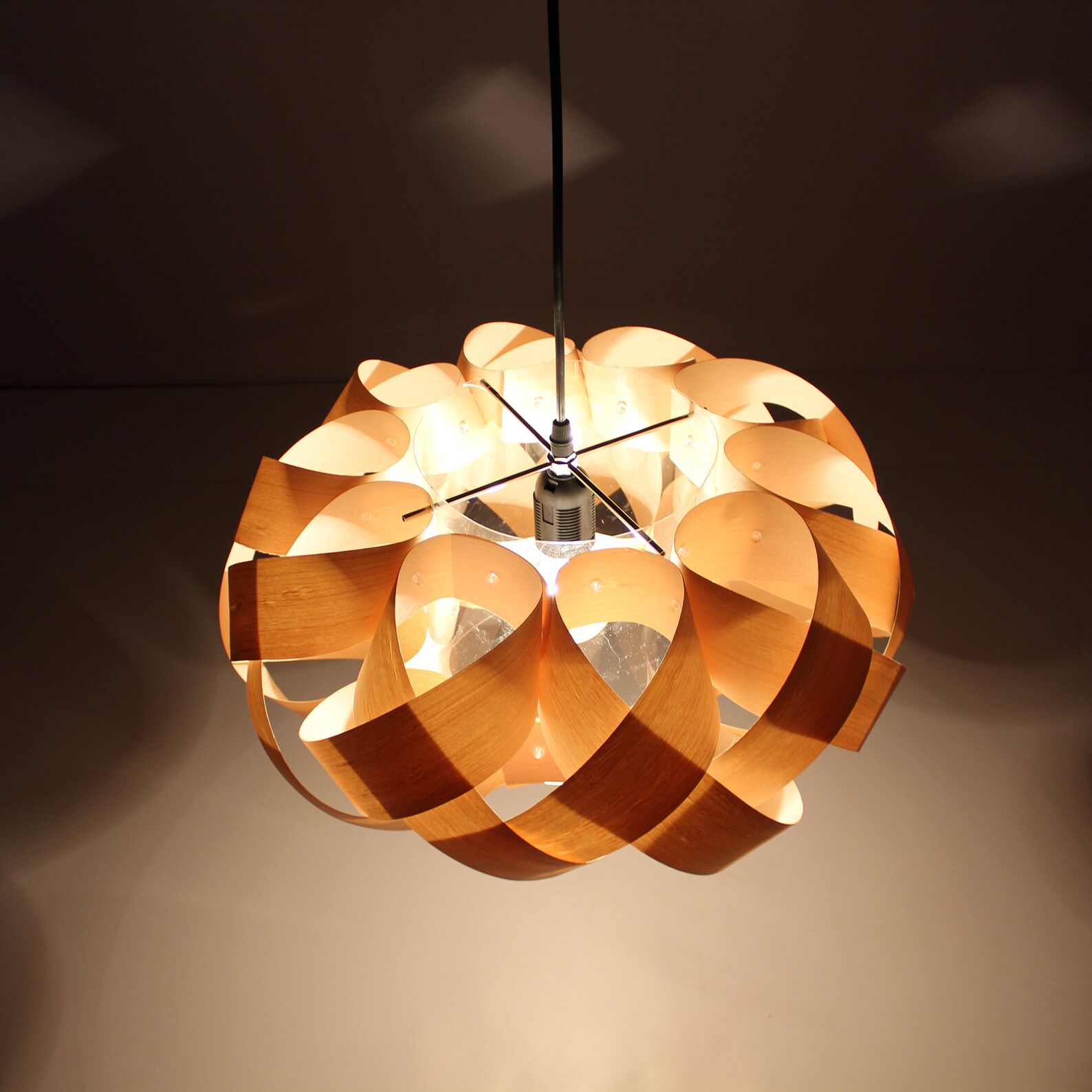 Duzy Handmade Wood Veneer Pendant Lights ø45cm Etsy