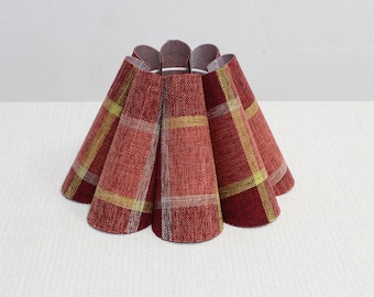 Handmade Red Plaid Fabric Lampshade: Pleated Shade-106#