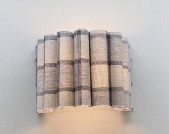 Handgemachte blau karierte Stoff Jakobsmuschel Wandlampe - moderne Leuchte-104 #
