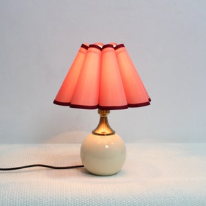 Duzy handmade scallop shape pink orange fabric and ceramic base table lamp-102#, 110-240V/50-60Hz