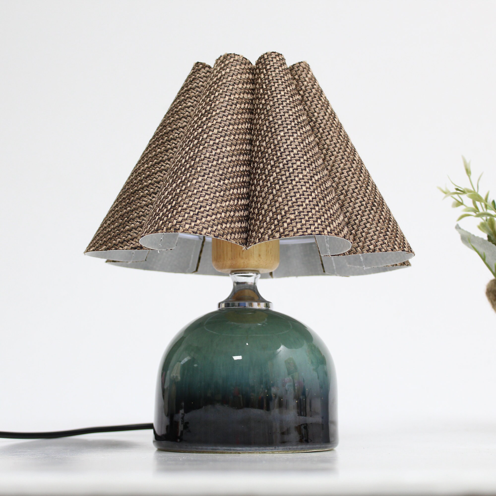 Duzy Diy Handmade Brown Burlap and Acrylic Skirt Shape Table
