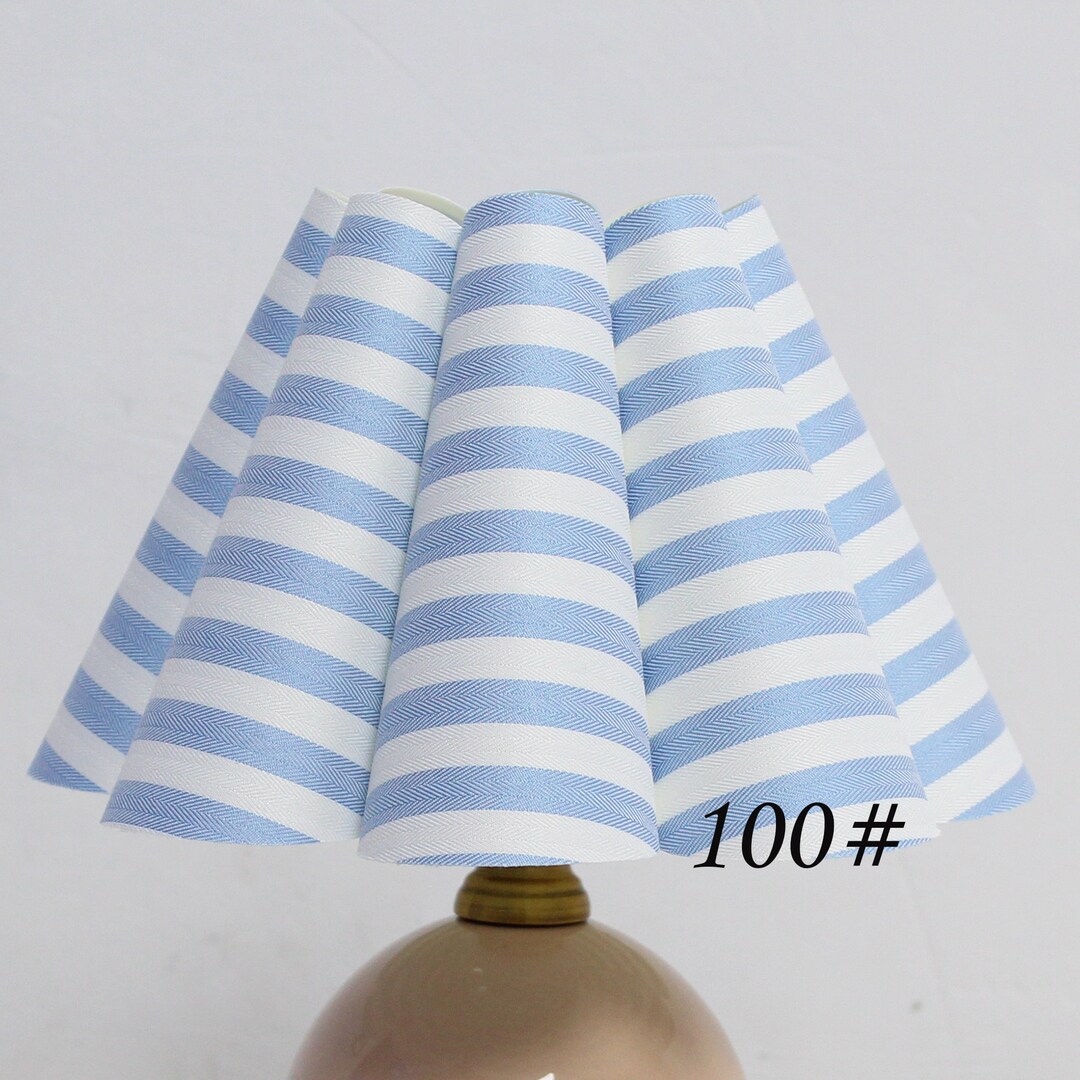 KI-no × koti BEAUTY Stripe Shade Blue Ticking Stripe Lamp Shade With a Self Trim-custom Made